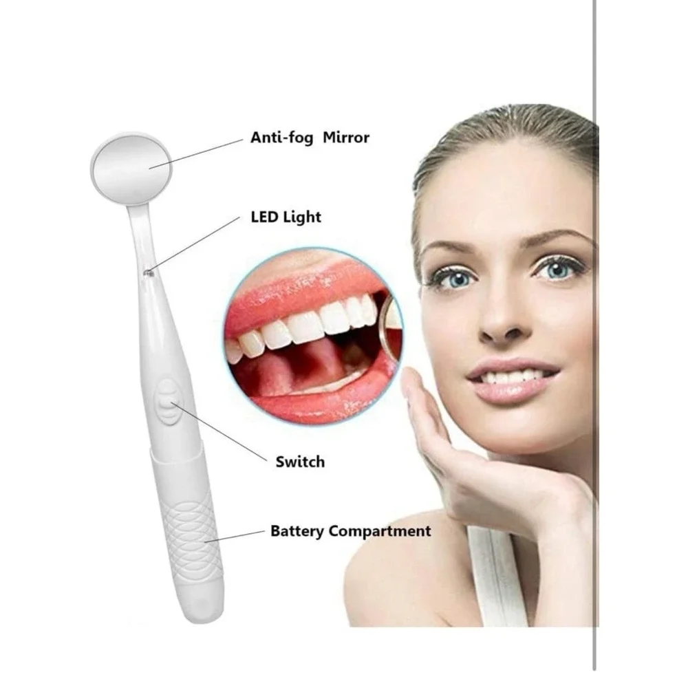 Dental Mirror with Light,Teeth Inspection LED Mirror,Anti-Fog Mouth Mirror,Denti
